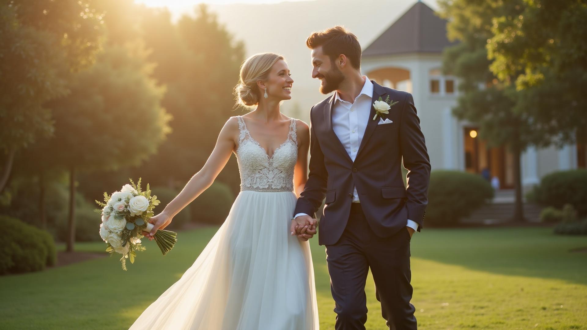Couple heureux le jour de leur mariage